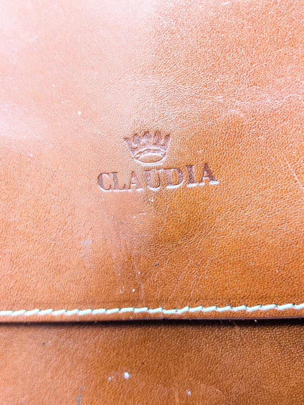 CLAUDIA Tan Leather Flap Bag — Crown Logo Detail - Picture 2 of 9